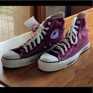 Converse Chuck Taylor All Star high tops. Men’s 8 1/2, maroon. New in box.
